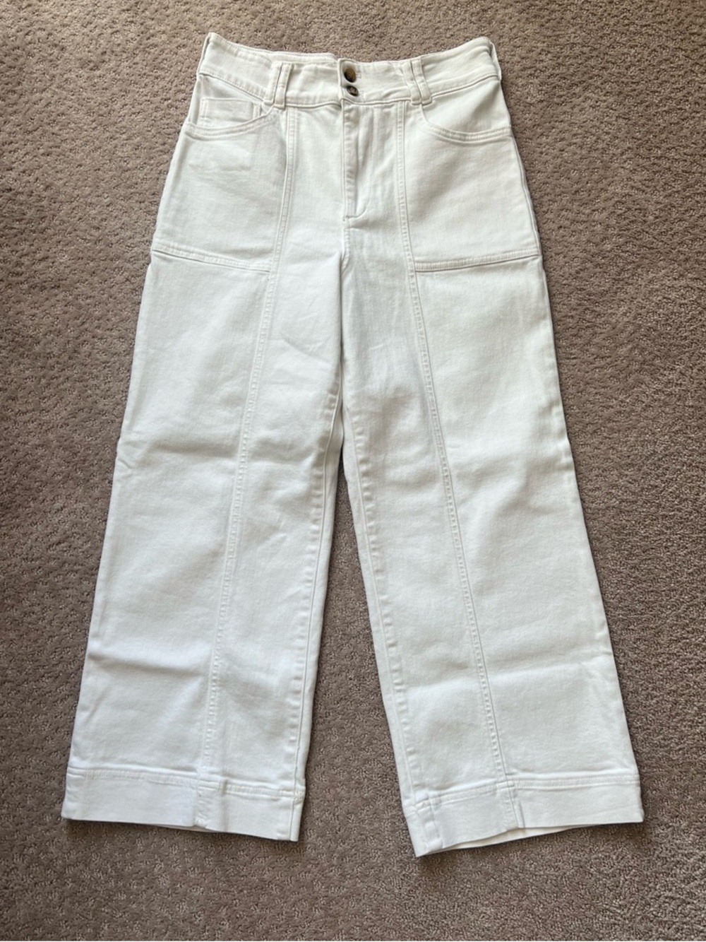 Pilcro White Wide-Leg High-Rise Jeans
